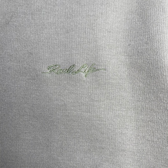 Reel Life Women Light Green Cropped Crewneck Sweatshirt V-Stitch Pullover Size M - Picture 2 of 5